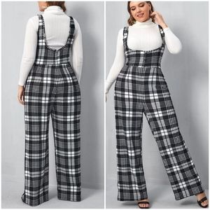 Shein Curve Plaid Polyester Overall Jumpsuit Size 0X